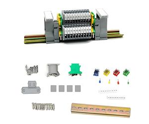 JINXM MBKKB2.5 Kit de Doble Capa Bloques de Terminales de Riel DIN de Bloque de Conexión de Carril Riel Conectores Electricos Rapidos Bloque de Terminales a Través del Terminales