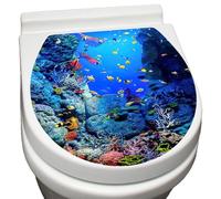 Jinyilwn Adhesivo para tapa de asiento de inodoro, adhesivo para baño - Vista Print Sea Theme Adhesivo de pared y mural | Adhesivo de baño para superficie lisa, fácil de mantener