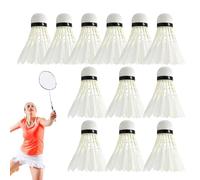 Jinyilwn Volante de bádminton de plumas, volante de bádminton, 12 pelotas de entrenamiento de bádminton, pelota de bádminton estable para práctica de golpeo, entrenamiento de velocidad, juego de