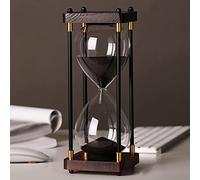 JINYISI Temporizador de reloj de arena, cristal de arena decorativo de madera, temporizador grande de cristal de lourglass de 60 minutos, reloj de arena negro para sala de estar dormitorio escritorio