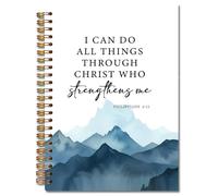 JINYO Cuaderno cristiano inspirador, cuaderno de diario bíblico "I Can Do All Things Through Christ", diario de oración para mujer, diario de notas de iglesia, cuadernos en espiral de las Escrituras