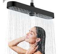 JINYOMFLY Alcachofa de Ducha Grande, 48cm Alcachofa Ducha Grande Exterior, 3 Modos Rociador Ducha Exterior, Cabezal Ducha Lluvia Grande xxl, Negro