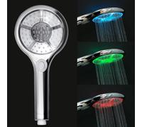 JINYOMFLY Alcachofa para Ducha LED, 3 Colores Ducha LED Temperatura, 3 Modos Ducha de Mano LED, Cabezal de Ducha con LED, 12.5CM