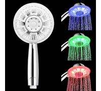 JINYOMFLY Ducha LED Temperatura, 3 Colores Alcachofa de Ducha LED con Temperatura, 2 Modos Teléfono Ducha con Luz, 12,5cm Cabezal Ducha LED Temperatura