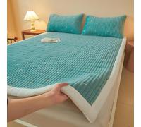 JINYOU Colchón Doble súper Suave, con 4 Bandas elásticas, Almohadilla de colchón de Terciopelo de Leche de Doble Cara, Plegable for Dormitorio, Camping(C,0.9 * 1.9m)