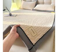 JINYOU Cubrecolchón de Terciopelo de Leche con Relleno de Fibra de Soja, Protector de colchón de Invierno, cubrecolchón cálido y Transpirable for Queen King(F,200x220cm)