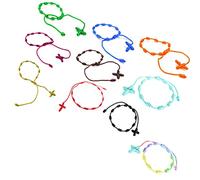 JinYu 10 pulseras de cruz de rosario hechas a mano, pulseras Decenarios, 10 colores, adjustable, Nailon, No es una piedra preciosa