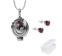 JinYu 2 Set Los Diarios del Vampiro Elena Gilbert Medallón Colgante de Vervena de Apertura Collar y Pendientes Rojos con Caja Transparente