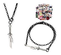JinYu Calcomanías de anime y collar Toji Fushiguro Anime Jujutsu Cosplay Kaisen aleación Toji pulsera colgante para hombre, Plata esterlina, No es una piedra preciosa, Negro -
