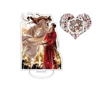 JinYu Cartón acrílico con recortes Tian Guan Ci Fu Xie Lian Hua Cheng Stand Figure Model Stand Desk Decor and 10pcs Stickers for Fans (Big C)