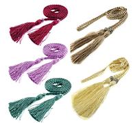 JinYu Cinturón trenzado de borla para mujer, cadena de cintura con lazo para vestido, espalda (morado/burdeos/beige/marrón claro/azul)