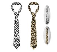 JinYu Juego de 2 corbatas ajustadas con estampado de leopardo y cebra para hombre, corbatas estampadas para hombre, corbata formal, fiesta, boda, regalo para hombre