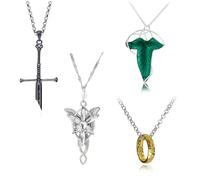 JinYu LorLeaf - Collar de cadena de princesa con espada rota, 4 piezas, para hombres y mujeres, Zinc, No es una piedra preciosa