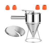 JINYUNIAO Embudo de masa de cono de acero inoxidable de 1200 L para dispensador de masa Takoyaki con soporte desmontable y mango ergonómico