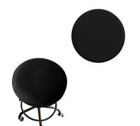 JinZao Cojines Redondos para Sillas Fundas Redondas para Taburetes Tela de Lujo elásticos Antiarrugas Lavables y a Prueba de Polvo de Taburete Bar(Black,Set of 2)