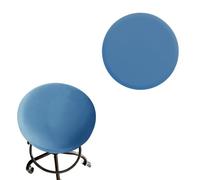 JinZao Cojines Redondos para Sillas Fundas Redondas para Taburetes Tela de Lujo elásticos Antiarrugas Lavables y a Prueba de Polvo de Taburete Bar(Blue,Set of 4)