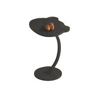 JinZao Mesa Auxiliar En Forma De C Moderna, con Bandeja De Madera En Forma De Oso, Mesa Auxiliar Sofa Redonda con Barra De Soporte De Acero Al Carbono De 62 Cm, Negro Y Blanco, 44x33x62cm(B)