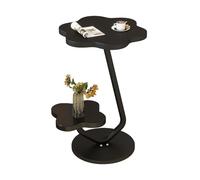 JinZao Mesa Auxiliar En Forma De C Moderna, con Mesa De Almacenamiento De Madera De Tres Capas, Impermeable Y Resistente Al Aceite, Mesa Auxiliar Sofa, Estructura De Acero Al Carbono, Duradera(B)