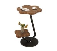 JinZao Mesa Auxiliar En Forma De C Moderna, con Mesa De Almacenamiento De Madera De Tres Capas, Impermeable Y Resistente Al Aceite, Mesa Auxiliar Sofa, Estructura De Acero Al Carbono, Duradera(A)