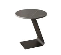 JinZao Mesa Auxiliar Sofa Moderna En Forma De C, Mesa Auxiliar Salon De Metal, con Tablero Redondo De Pizarra, con Base De Acero Al Carbono Integrada En La Parte Inferior(B,45X45X55CM)