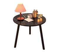 JinZao Mesa Auxiliar Sofa Redonda De Madera Maciza, Mesa Auxiliar Salon, Estructura Triangular, Tablero Decorativo De Chapa De Mármol, Resistente Al Desgaste Y A Los Arañazos(D)