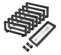 Jinzhenhong 8 vitrinas flotantes 3D, vitrinas transparentes para monedas con soporte, marco flotante 3D rectangular negro, caja de almacenamiento de joyas de película de polietileno transparente para