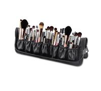 Jinzhenhong Organizador de brochas de maquillaje plegable, color negro, impermeable, soporte para brochas de maquillaje de viaje, estuche portátil de cuero (solo bolsa), Negro -, S, Moda