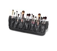 Jinzhenhong Organizador de brochas de maquillaje plegable, color negro, impermeable, soporte para brochas de maquillaje de viaje, estuche portátil de cuero (solo bolsa) (BAG-885 (18 agujeros)
