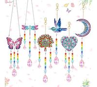 Jiosdo Kits de arte y manualidades para niños de 7, 8, 9, 10 años, kits de manualidades para niños con colgante de cristal, campanillas de viento con pintura de diamantes 5D, regalos para niñas de 8,