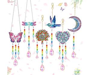 Jiosdo Kits de arte y manualidades para niños de 7, 8, 9, 10 años, kits de manualidades para niños con colgante de cristal, campanillas de viento con pintura de diamantes 5D, regalos para niñas de 8,