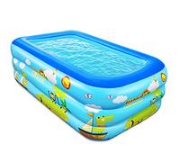 Jiosdo Piscina infantil hinchable de 150 cm, piscina infantil familiar, piscina infantil, rectangular, con suelo suave inflable, para verano, diversión acuática (azul)
