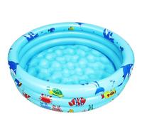 Jiosdo Piscina infantil infantil, diámetro 90x27 cm, piscina infantil inflable para niños, 3 anillos, piscina infantil, piscina redonda, piscina familiar, bañera inflable para niños pequeños, azul