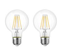 Jiotouhu Bombilla de filamento LED E27 de 4 W G80 (80 mm), luz blanca cálida, 2700 K, equivalente a bombilla incandescente de 40 W, bombillas decorativas Edison retro, CA 220-240 V, no regulable,