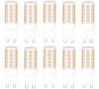 Jiotouhu Bombilla LED G9, Blanco cálido 3000K, 5W, 500lm, sustituye a una bombilla halógena de 50W, no regulable, sin parpadeos, ángulo de haz de 360°, CA 220-240V, paquete de 10