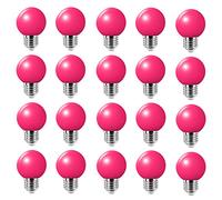 Jiotouhu Bombillas LED de Colores E27 2W, G45 Mini de Lámpara, Equivalente 20W, para Exterior, Patio, Iluminación Navideña, Halloween, Color Rosa, Paquete de 20