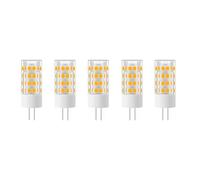 Jiotouhu Bombillas LED G4, 5W, 500lm, 12V CA/CC, bombillas halógenas de 40 W, no parpadean, no regulable,Blanco Cálido 3000K, 5 unidades