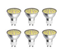 Jiotouhu bombillas LED GU10, 5W equivalentes a halógenas de 50W, blanco frío 6000K, 29 LED SMD 2835, CA 220-240V, carcasa de aluminio, ángulo de haz de 110°, no regulables, paquete de 6