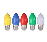 Jiotouhu E27 LED Multi-color bombillas, 2W, 220V, 200LM, carcasa de plástico, no regulable, para exterior interior cadena de luces de la boda del partido Bar Ambiente Decoración, Paquete de 5