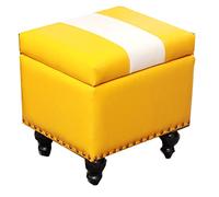 JIOWEUOE Este reposapiés rectangular compacto de almacenamiento, hecho de cuero y con patas de madera, cuenta con un estilo moderno y ofrece funcionalidad de almacenamiento. Es adecuado para lugar