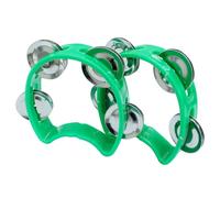 Jiozermi 2 panderetas de percusión de plástico, panderetas de mano con 4 cascabeles para niños, instrumentos musicales, mini campana de mano para niños, adultos, escuela y fiesta (verde)