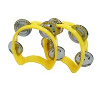 Jiozermi 2 panderetas de percusión de plástico, panderetas de mano con 4 cascabeles para niños, instrumentos musicales, mini campana de mano para niños, adultos, escuela y fiesta (amarillo)