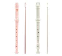 Jiozermi 2 piezas de instrumentos soprano grabadores, rosa y blanco estilo alemán C clave 8 agujeros soprano grabadora con varillas limpias