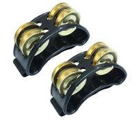 Jiozermi Paquete de 2 panderetas de percusión de pie, instrumento agitador de pie dorado con cascabel de metal, instrumento de ritmo para adultos