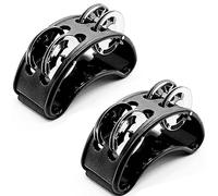 Jiozermi Paquete de 2 panderetas de percusión de pie, instrumento agitador de pie negro con cascabel de metal, instrumento de ritmo para adultos