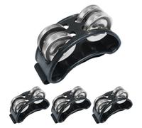 Jiozermi Paquete de 4 panderetas de percusión de pie, instrumento agitador de pie negro con cascabel de metal, instrumento de ritmo para adultos