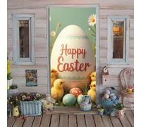 Jipersuo Cortina de puerta de Pascua ¡Feliz Pascua comienza aquí! Elige [Cortina de puerta impresa con huevo de Pascua] para llevar los colores de la primavera a casa y mejorar al instante el gusto de