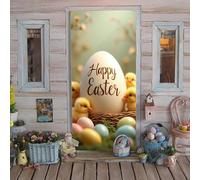 Jipersuo Cortina de puerta de Pascua ¡Feliz Pascua comienza aquí! Elige [Cortina de puerta impresa con huevo de Pascua] para llevar los colores de la primavera a casa y mejorar al instante el gusto de
