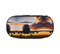 JIPOFD Aircraft Plane At Sunset - Estuche grande para lápices, bolsa de almacenamiento de alta capacidad, organizador para bolígrafos para mujeres y hombres, Negro, One Size, Art Deco