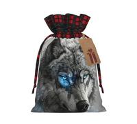 JIPOFD Blue Eyes Wolf - Bolsa con cordón para Navidad, 21 x 30 cm, para regalos de fiesta, 1 unidad