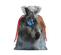 JIPOFD Blue Eyes Wolf - Bolsa de cordón de Navidad robusta de 4.7 x 6.9 pulgadas, adecuada para regalos de fiesta y embalaje de regalo, 1 unidad